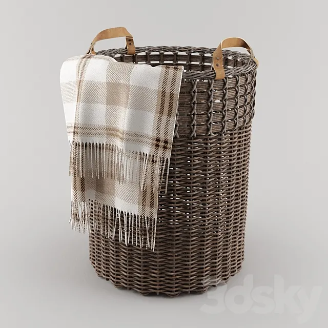 Basket from Pottery Barn (ASTER WOVEN TOTE BASKET) 3D Model Basket from Pottery Barn (ASTER WOVEN TOTE BASKET) 3D Model