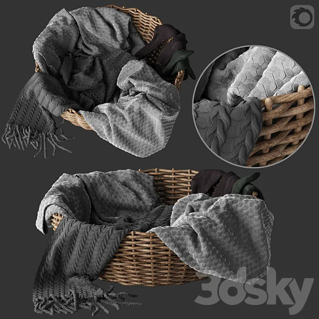 Basket of clothes 1 3D Model Basket of clothes 1 3D Model