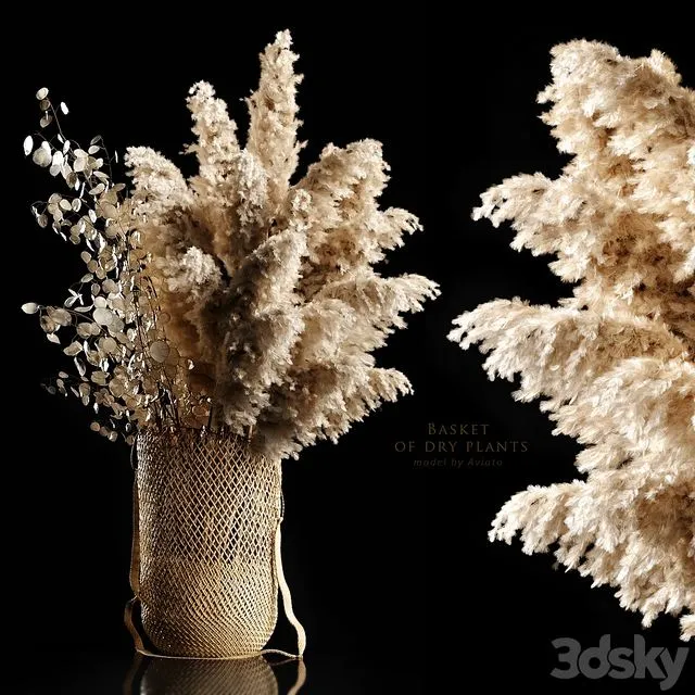 Basket of dry plants 3D Model Basket of dry plants 3D Model