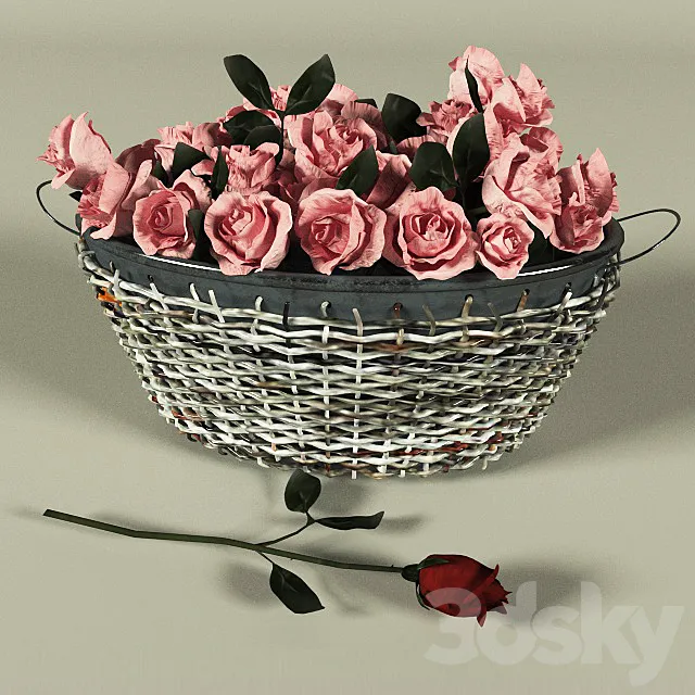 Basket of roses 3DModel Basket of roses 3DModel