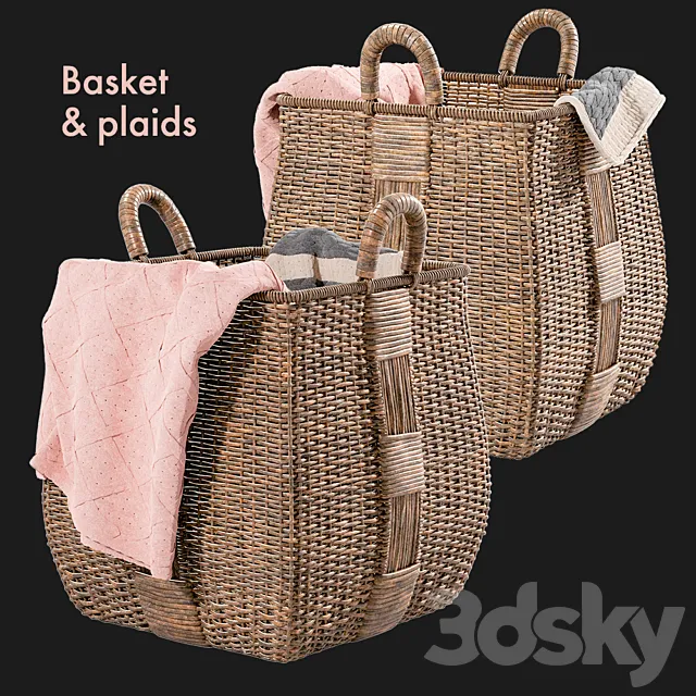 Basket & Plaids. Crate and Barrel 3DModel Basket & Plaids. Crate and Barrel 3DModel