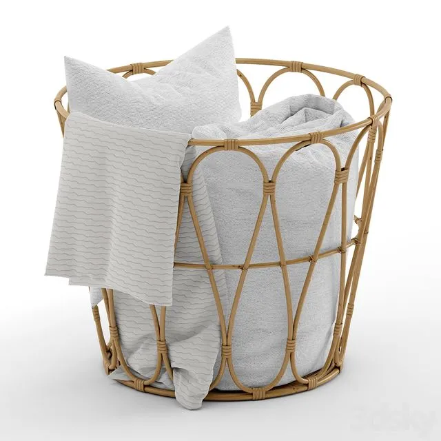 Basket with blanket 3D Model Basket with blanket 3D Model