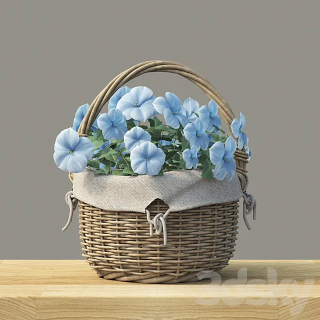 Basket with flowers 3DModel