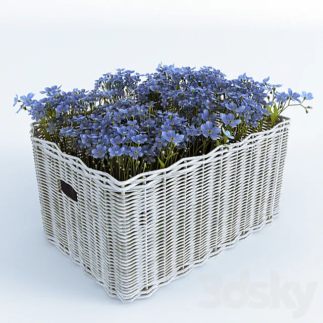 Basket with Forget-Me 3DModel Basket with Forget-Me 3DModel