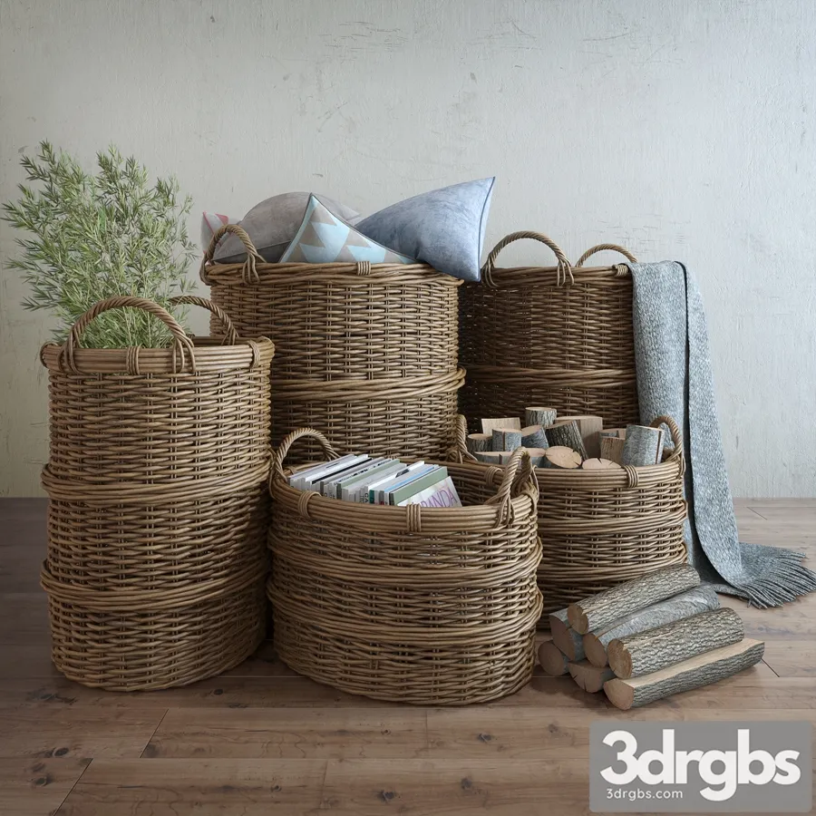 Basket With Handles 3D Model Download Basket With Handles 3D Model Download