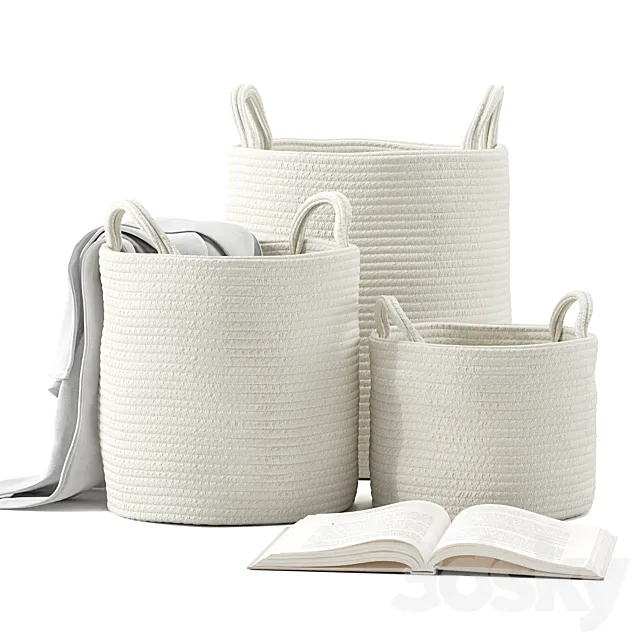 Basket with Handles Set 01 ZARA HOME 3D Model