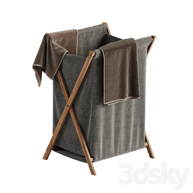 Basket with linen for the bathroom or toilet 3D Model Basket with linen for the bathroom or toilet 3D Model