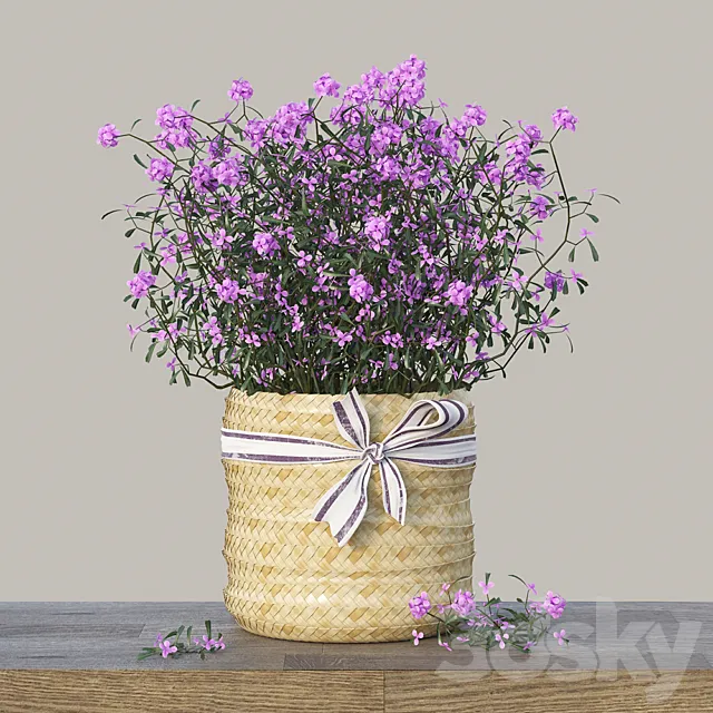 Basket with tsvetami_02 3DModel