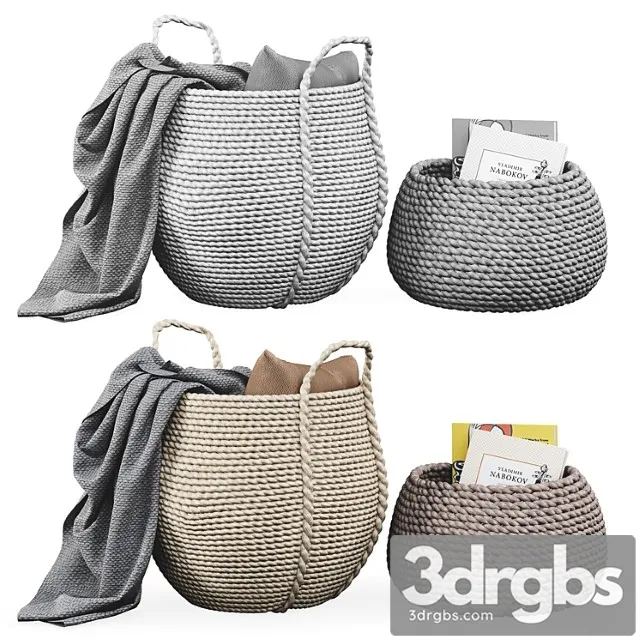 Baskets decor set 3D Model Download
