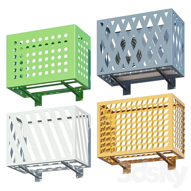 Baskets for air conditioning on the facade 3D Model Baskets for air conditioning on the facade 3D Model