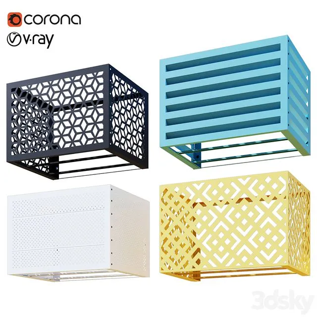 Baskets for air conditioning on the facade 3D Model Baskets for air conditioning on the facade 3D Model