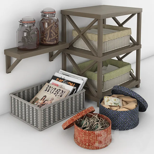 baskets jars and boxes 3D Model