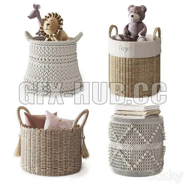 Baskets Set 08 3D Model Baskets Set 08 3D Model