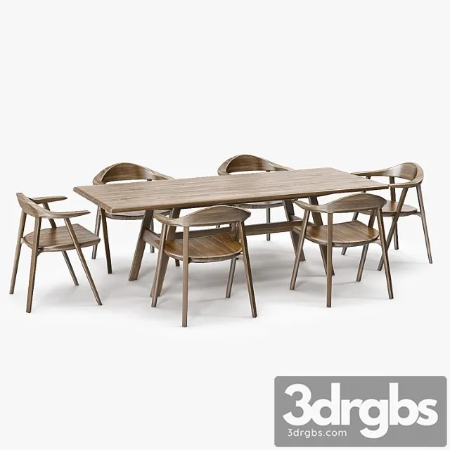 Bassamfellows mantis side chair & kant table 2 3D Model Download