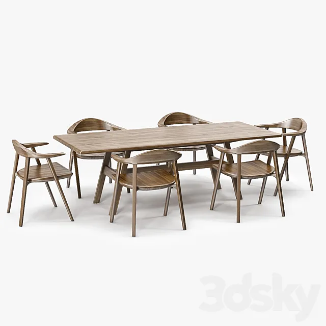 BassamFellows Mantis Side Chair & Kant Table 3DModel