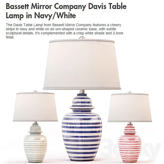 Bassett Mirror Company Davis Table Lamp in NavyWhite 3DModel
