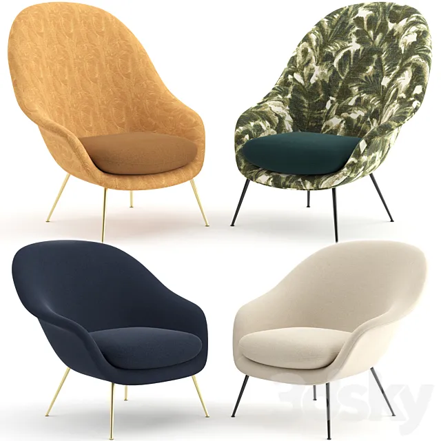 Bat Lounge Chair – Conic base – by GUBI 3D Model