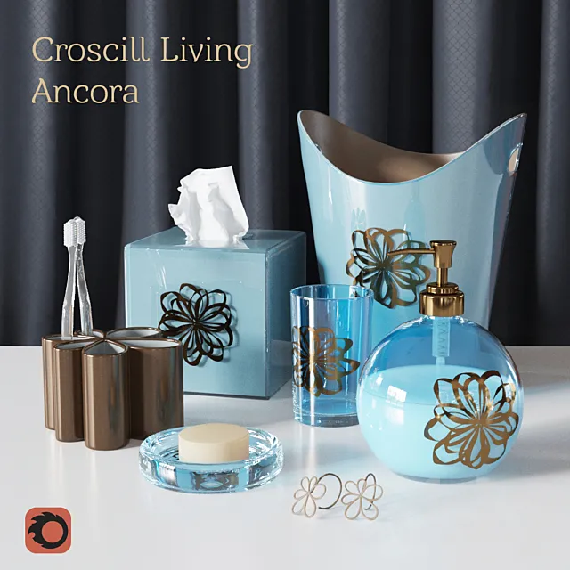 Bath accessories Croscill Living Ancora 3D Model Bath accessories Croscill Living Ancora 3D Model