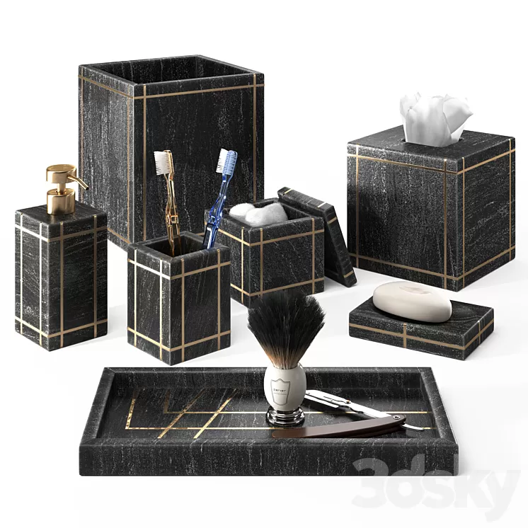 Bath Accessories Set – Palais Marble by Kassatex 3D Model Free Download Bath Accessories Set – Palais Marble by Kassatex 3D Model Free Download