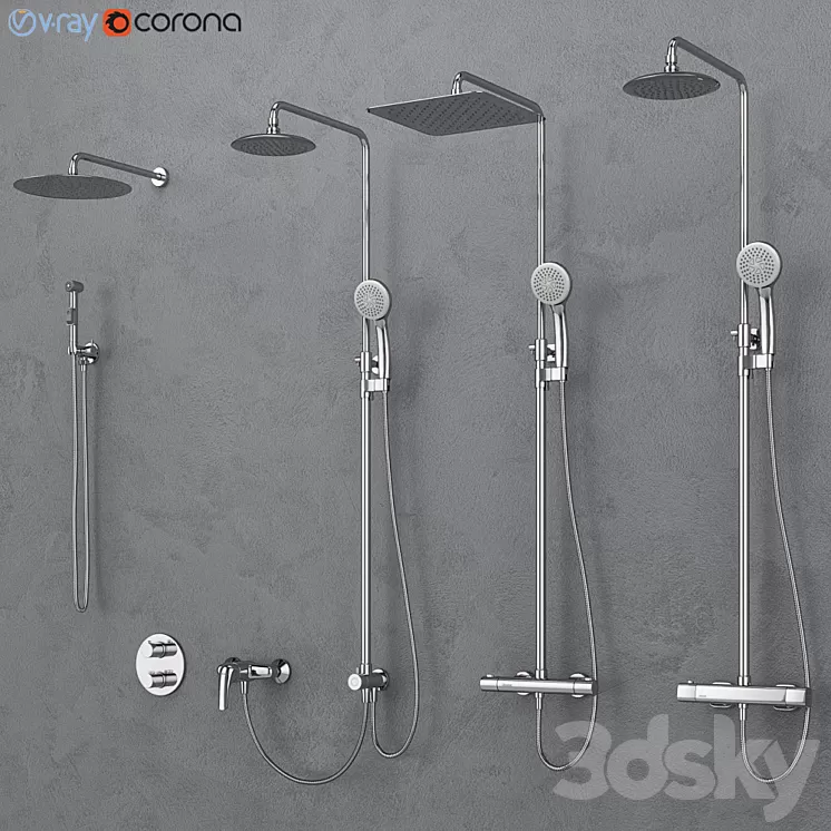 Bath and shower faucets Ravak set 16 3D Model