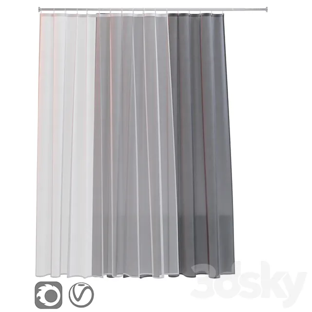 Bath curtain (shower) 200×200 cm (white gray) 3D Model