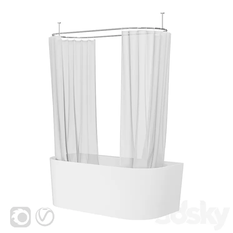 Bath Curtains and Bathtub Villeroy and Boch Oberon 3D Model Free Download Bath Curtains and Bathtub Villeroy and Boch Oberon 3D Model Free Download