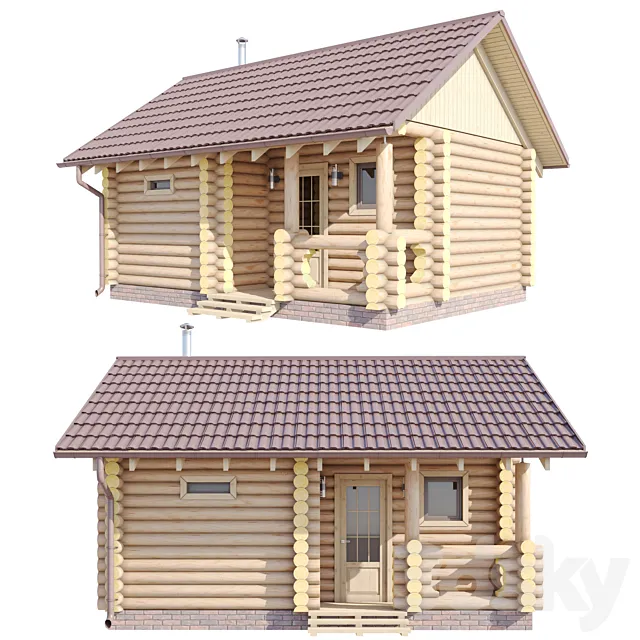 Bath from a log 4.5x6m. 3D Model