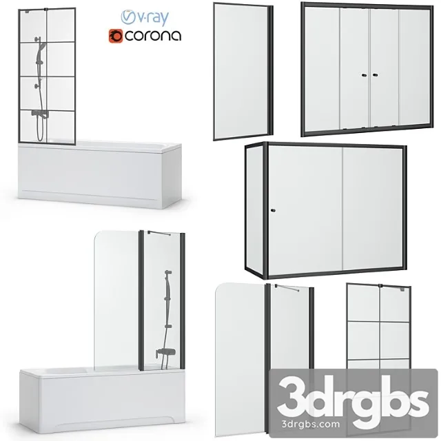 Bath Screens and Bathtubs Radaway and Ravak Set 134 3D Model Download