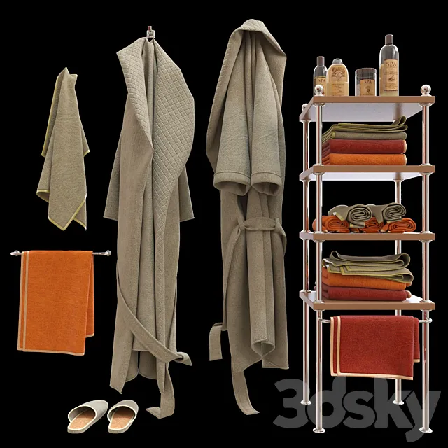 Bath set with bathrobe 3D Model Bath set with bathrobe 3D Model