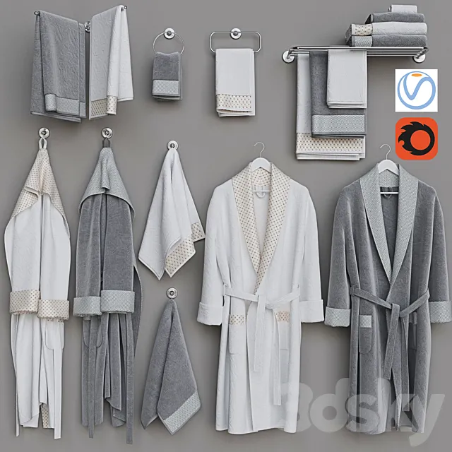 Bathrobe Set 3 3D Model
