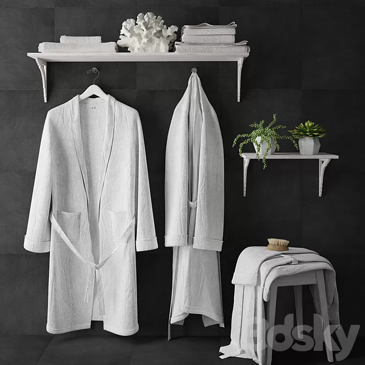 Bathrobe set 3D Model