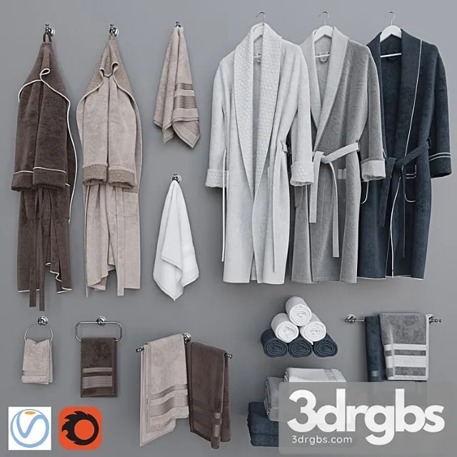 Bathrobe Set 4 3D Model Download