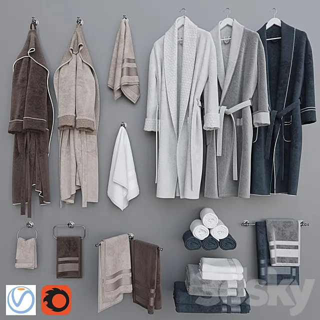 Bathrobe set 4 3DModel