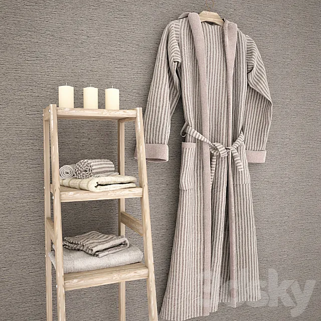 Bathrobe. towels on shelf 3DModel Bathrobe. towels on shelf 3DModel