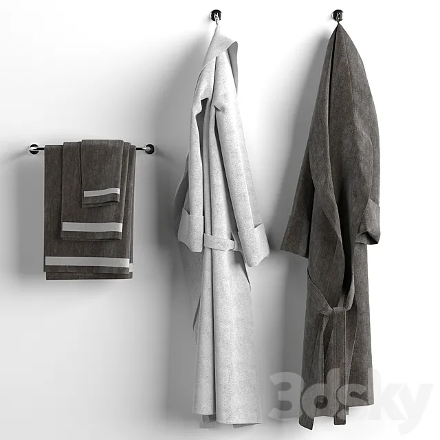Bathrobes and towels 2 3D Model
