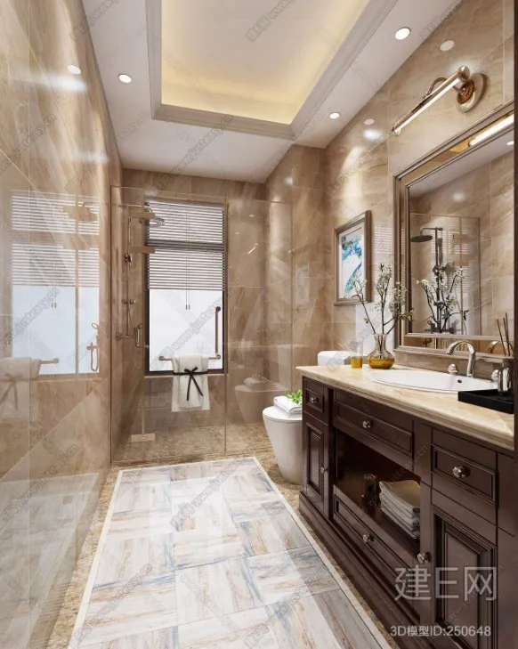 Bathroom 3D Interior Scene – American Style – 002 Bathroom 3D Interior Scene – American Style – 002