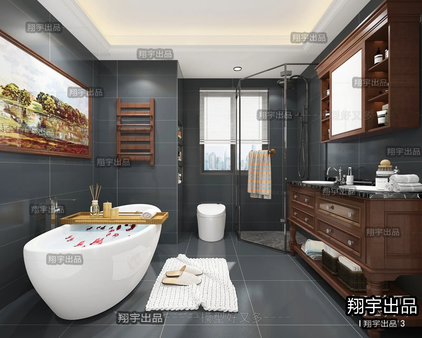 Bathroom 3D Interior Scene – American Style – 003 Bathroom 3D Interior Scene – American Style – 003