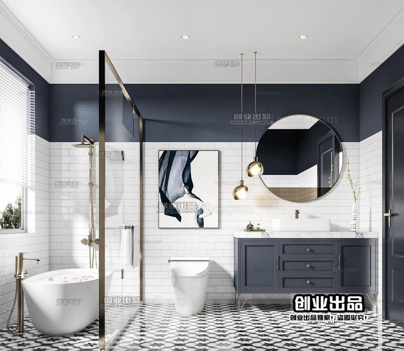 Bathroom 3D Interior Scene – American Style – 004 Bathroom 3D Interior Scene – American Style – 004