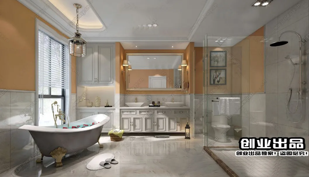 Bathroom 3D Interior Scene – American Style – 008 Bathroom 3D Interior Scene – American Style – 008