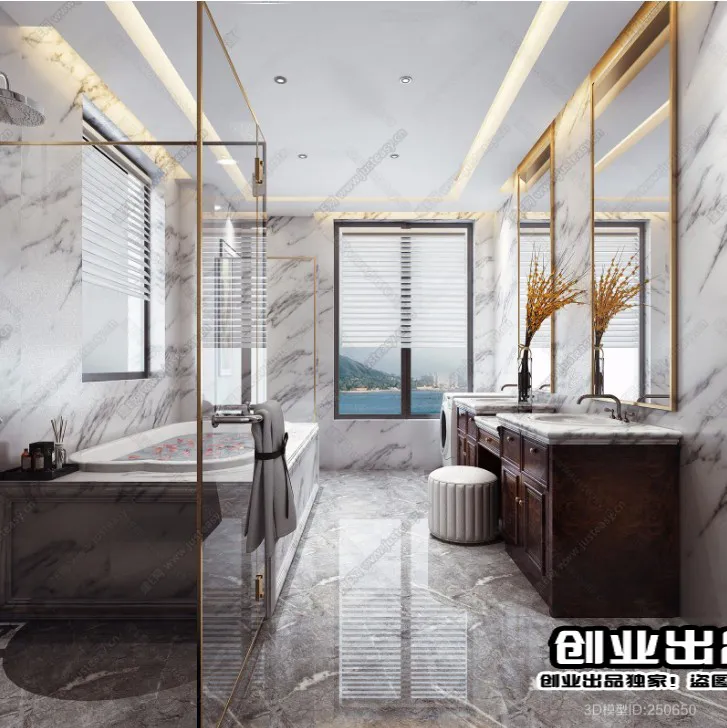 Bathroom 3D Interior Scene – American Style – 009 Bathroom 3D Interior Scene – American Style – 009