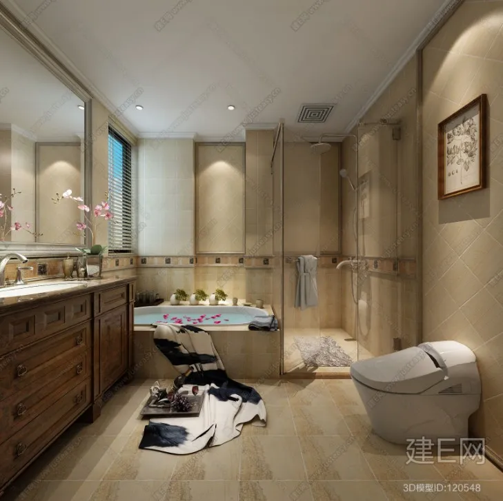 Bathroom 3D Interior Scene – American Style – 011 Bathroom 3D Interior Scene – American Style – 011