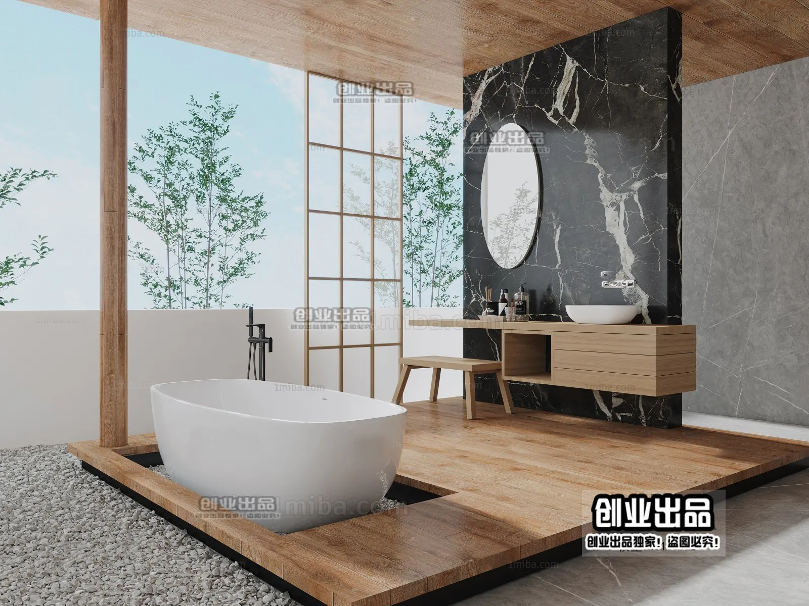 Bathroom 3D Interior Scene – Japanese Style – 001 Bathroom 3D Interior Scene – Japanese Style – 001
