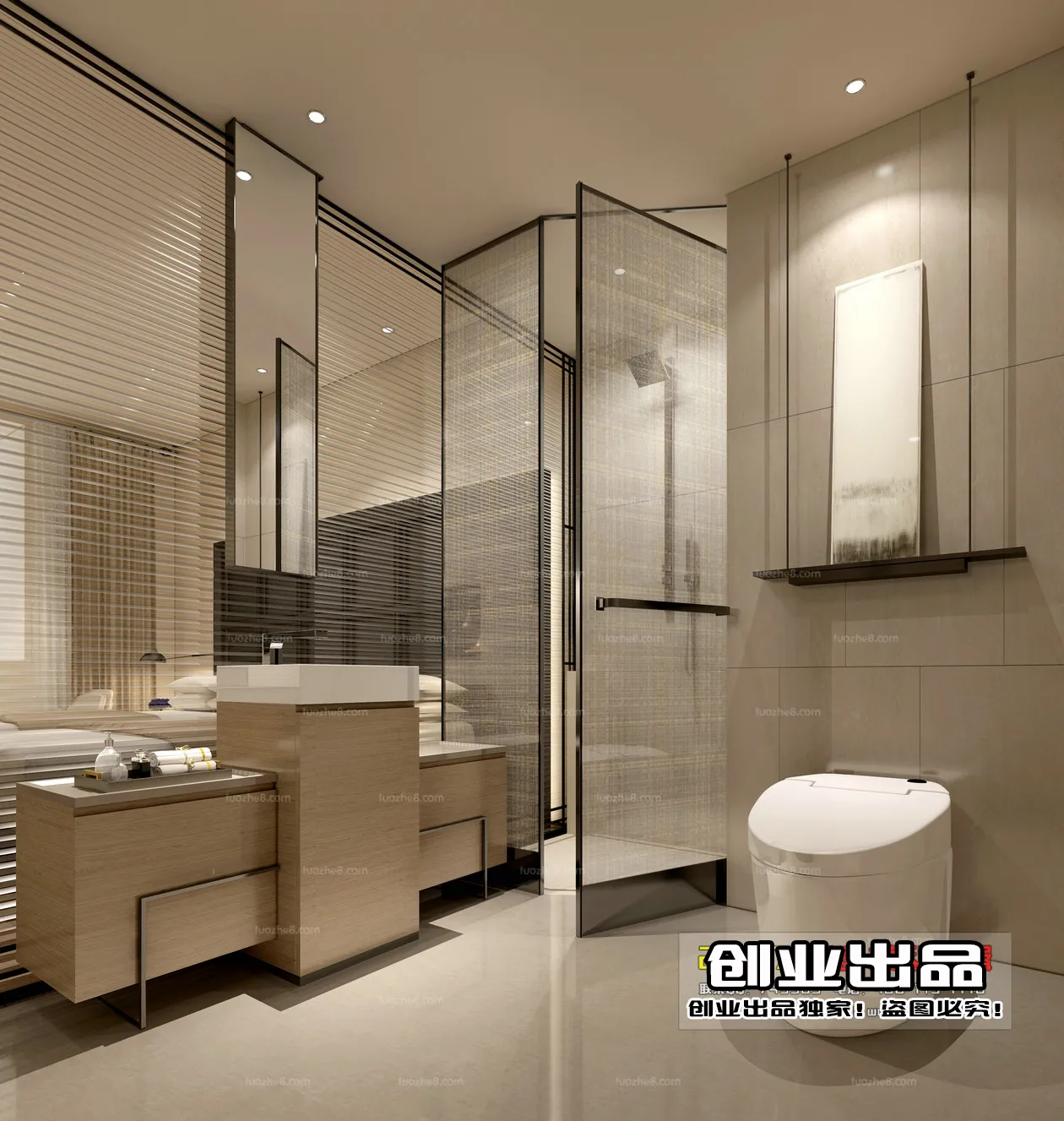 Bathroom 3D Interior Scene – Japanese Style – 003 Bathroom 3D Interior Scene – Japanese Style – 003