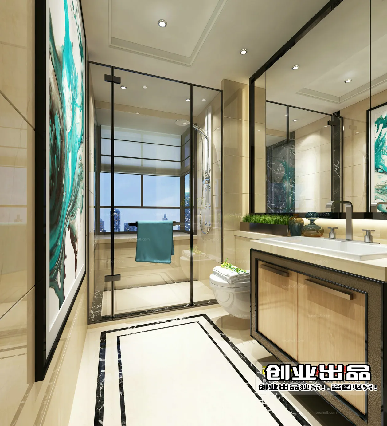 Bathroom 3D Interior Scene – Japanese Style – 004 Bathroom 3D Interior Scene – Japanese Style – 004