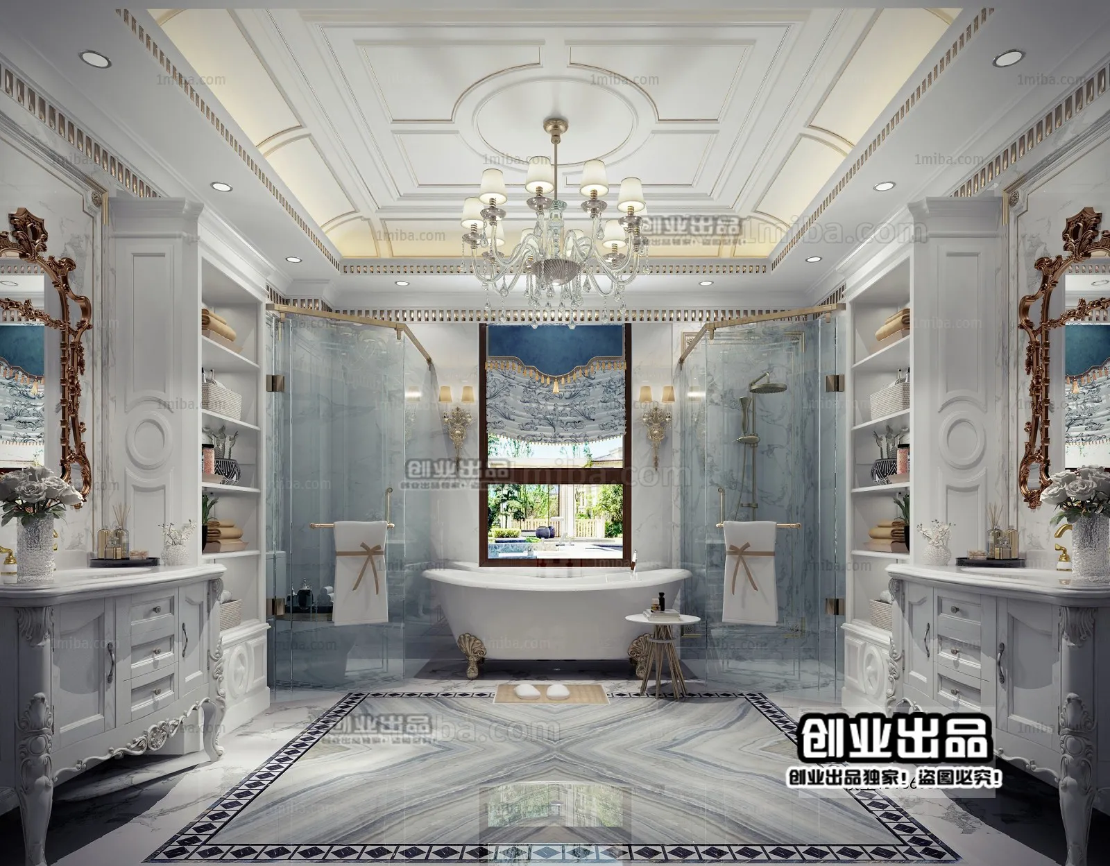 Bathroom 3D Interior Scene Model – European Style – 001 Bathroom 3D Interior Scene Model – European Style – 001