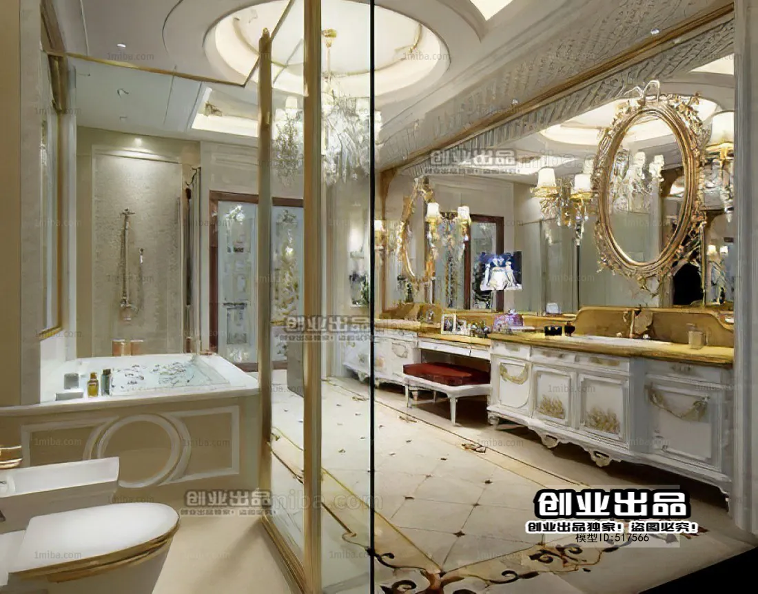 Bathroom 3D Interior Scene Model – European Style – 002 Bathroom 3D Interior Scene Model – European Style – 002