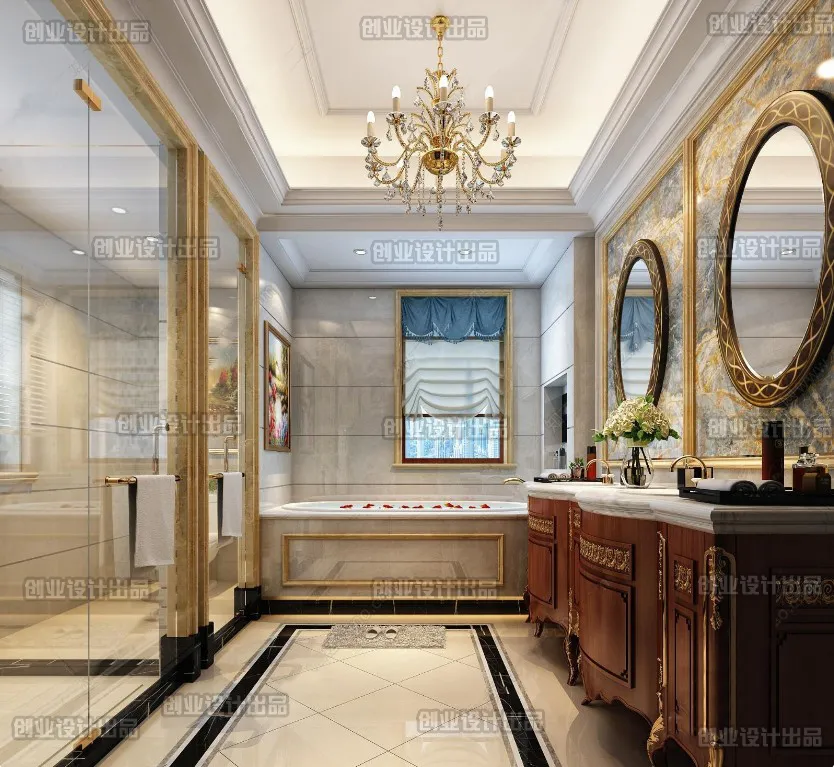 Bathroom 3D Interior Scene Model – European Style – 003 Bathroom 3D Interior Scene Model – European Style – 003