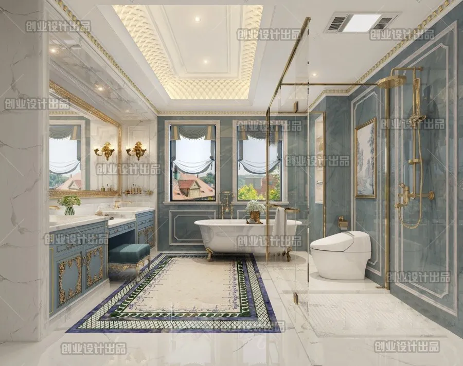 Bathroom 3D Interior Scene Model – European Style – 005 Bathroom 3D Interior Scene Model – European Style – 005