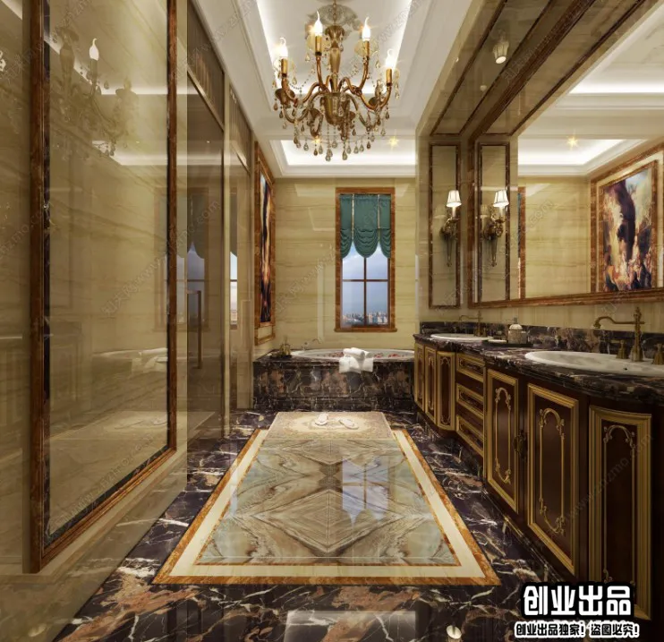 Bathroom 3D Interior Scene Model – European Style – 008 Bathroom 3D Interior Scene Model – European Style – 008