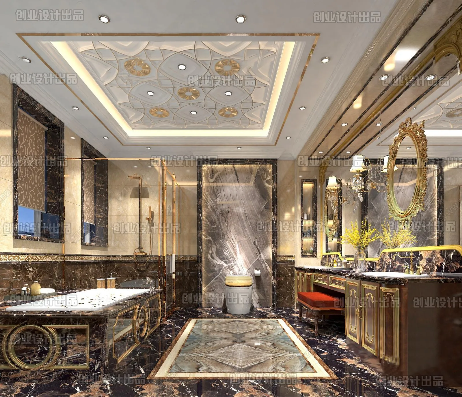 Bathroom 3D Interior Scene Model – European Style – 009 Bathroom 3D Interior Scene Model – European Style – 009